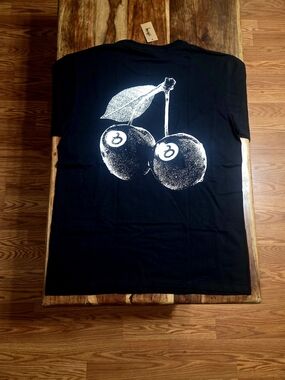 Stussy Men's "Cherries" Black Graphic T-Shirt